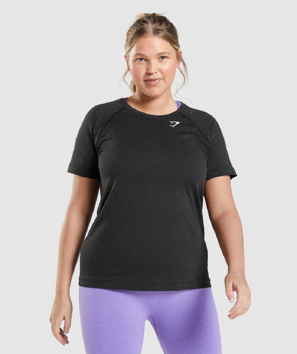 Gymshark Vital Seamless 2.0 Light Ženske T Shirts Crne | HR 3271ZUT